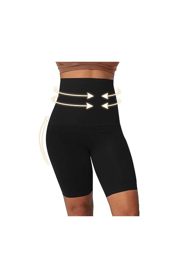 Ensemble De Lingerie Jarretière Floral Et Lettre Short Amincissant Taille Haute pour Femme Lot Taille Haute Beige, M-L 