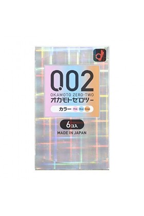 Okamoto 0.02 EX Polyurethane Condom 3 color Mix 6pc | Regular Size Japan Import 