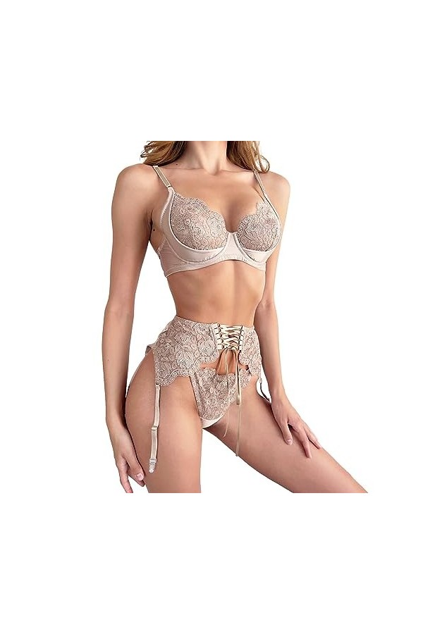 Ensemble Lingerie Feminine Sexy, Ensemble de Lingerie pour Femme Résille Lingerie Sexy Vêtements de Nuit Bodystockings Robe T