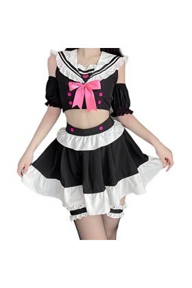 Costume de soubrette sexy pour cosplay exotique romantique français tentation taquin japonais pyjama sous-vêtements, noir 3, 