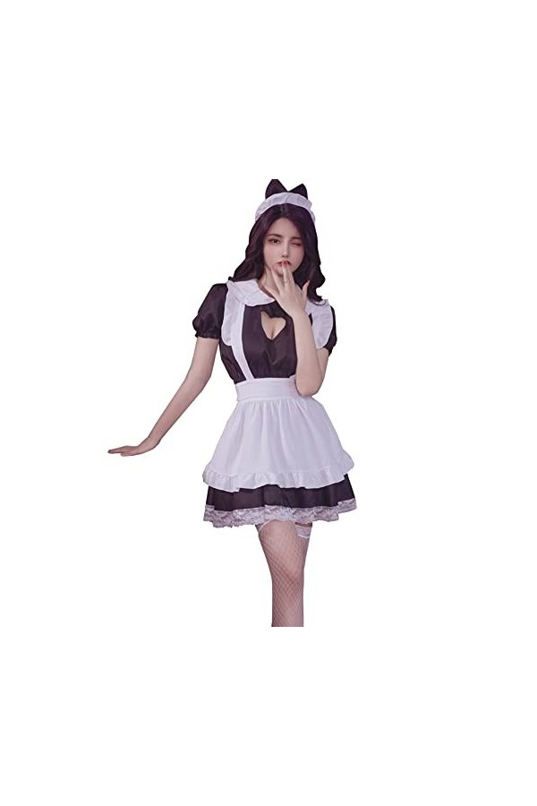 Costume de soubrette sexy pour cosplay exotique romantique français tentation taquin japonais pyjama sous-vêtements, noir 3, 