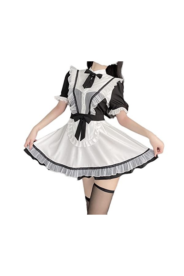 Costume de soubrette sexy pour cosplay exotique romantique français tentation taquin japonais pyjama sous-vêtements, noir 3, 
