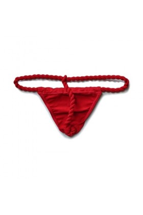 HYQPAI sous-vêtements Thong Homme Sexy Personnalisé Cartoon Ours Bikini Polyester Basse Taille Culotte T-Back Color:Red,Size:
