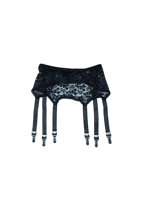 Alacki Porte-jarretelles en dentelle creuse florale pour femme 6 bretelles grande taille Lingerie vêtements de nuit XXL, rou