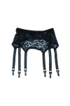 Alacki Porte-jarretelles en dentelle creuse florale pour femme 6 bretelles grande taille Lingerie vêtements de nuit XXL, rou