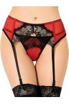 Yummy Bee - Porte-Jarretelles en Dentelle Noir Rouge String Lingerie Grande Taille 36-48 Rouge, 42 