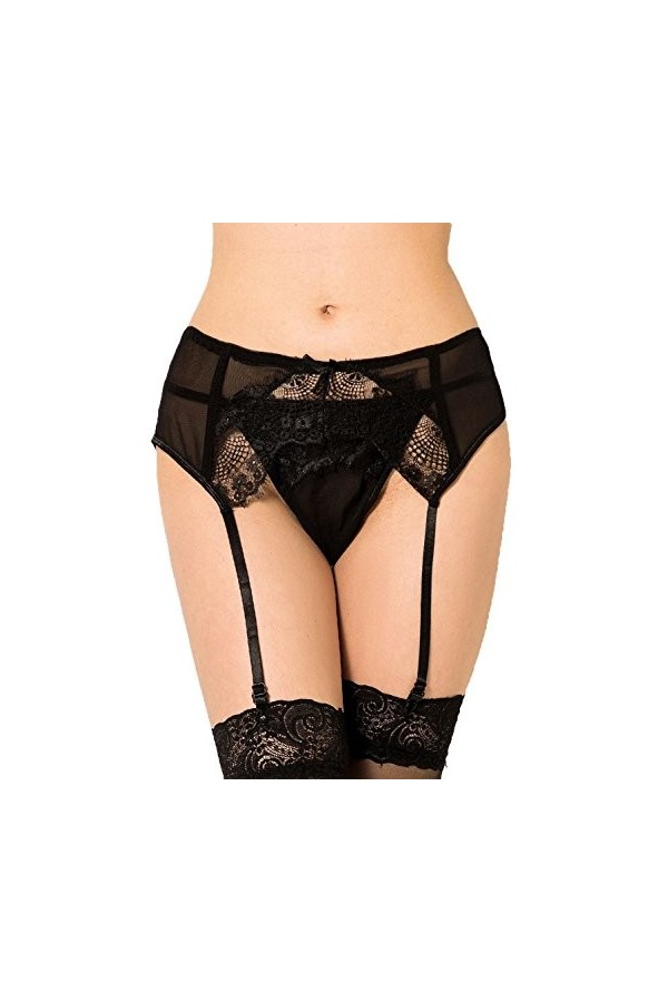 Yummy Bee - Porte-Jarretelles en Dentelle Noir Rouge String Lingerie Grande Taille 36-48 Rouge, 42 