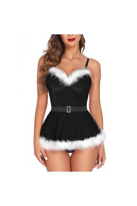 Fulidngzg Costume Femme Sexy Rouge Robe de Noël Sex Tenue Cosplay Erotique Lingerie XXL Jolie Robe de Mère Noël Costume de Fê