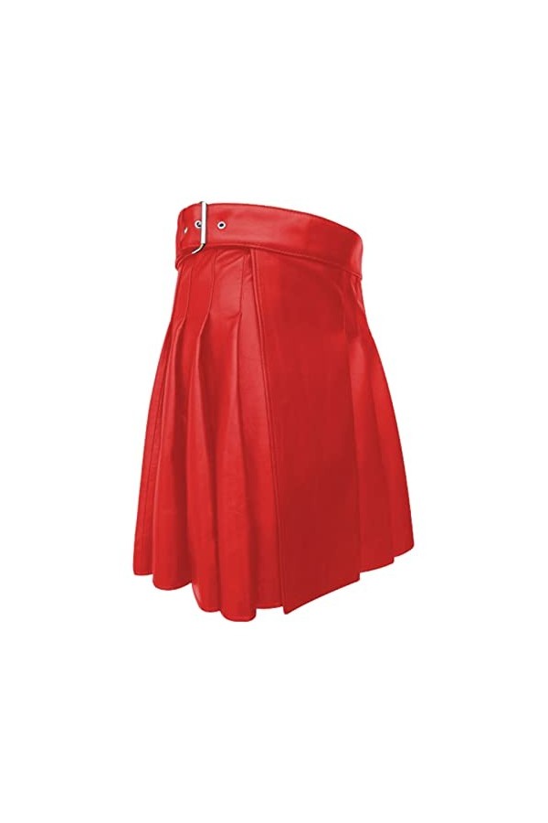 Jupe en cuir pour homme en cuir synthétique - Kilt écossais - Style écossais - Longueur moyenne - Jupe festival kilt - En cui