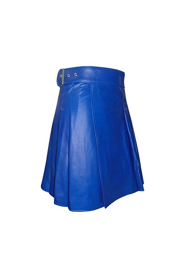 Jupe en cuir pour homme en cuir synthétique - Kilt écossais - Style écossais - Longueur moyenne - Jupe festival kilt - En cui