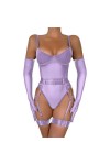DUHGBNE Lingerie Jarretière Femme Sexy Lingerie Transparente 4 Pièces Assorti Ensemble de Nuit Femme Sexy, Noir , L