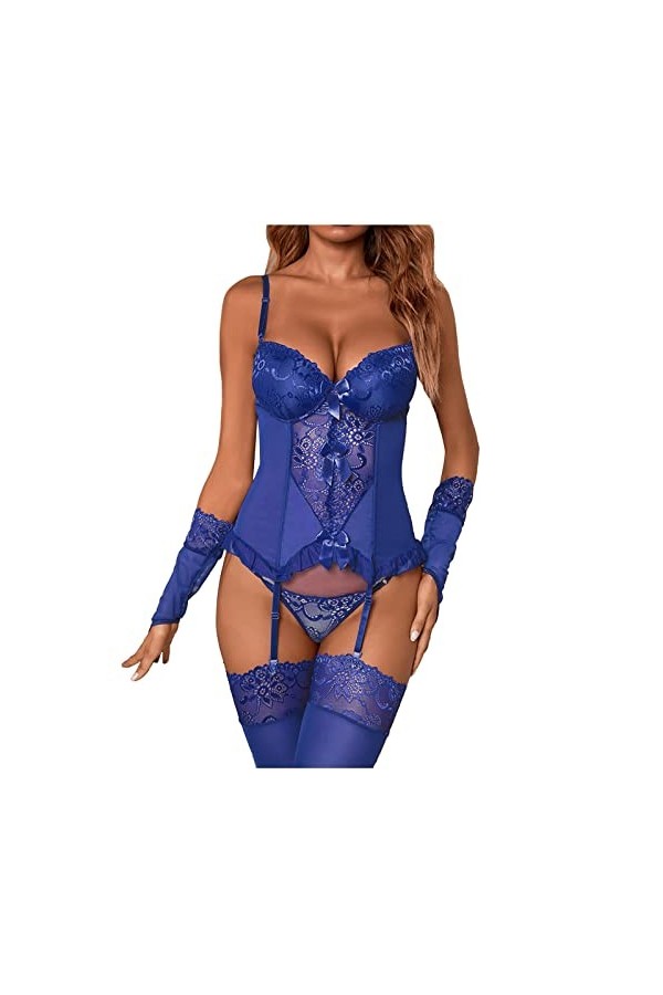 Lingerie Ensemble Femme, Ensemble de Lingerie pour Femme Résille Lingerie Sexy Vêtements de Nuit Bodystockings Robe Transpare