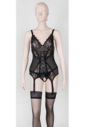 Cottelli Collection Top Jarretelle/String Ouvert Taille XXXXL Noir