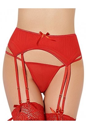 Yummy Bee - Porte-Jarretelle Deux Épaisseurs 8 Jarretière String Parure Lingerie Grande Taille 36-48 Noir, 48 