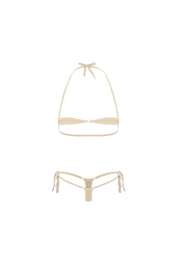 Lingerie Sexy Femme Coquine Hot Ouverte &nbsp;Soutien-Gorge Dos Nu avec Tongs De Bain, Rose Rouge, Taille Unique