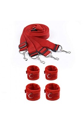 Yiwa Système de retenue de lit pour matelas ajustable de sexe avec poignets pour chevilles poignets rouge