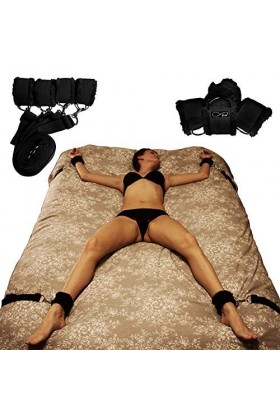 Yiwa Système de retenue de lit pour matelas ajustable de sexe avec poignets pour chevilles poignets rouge