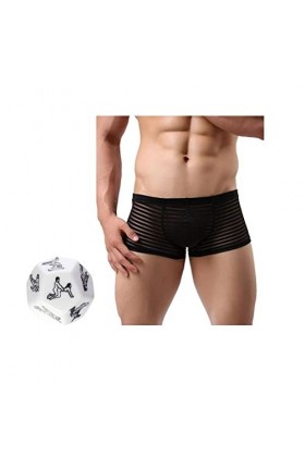 Home paradise Boxer Hommes Sexy Noir Transparent Hot Erotic Kinky Dice Kamasutra Coton Slip Polyamide Elasthanne Respirant Me