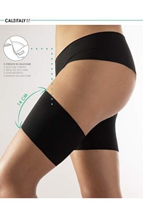 CALZITALY Bandes Anti-Frottement Lisses Douces| Bandes Elastiques Anti Friction de Cuisses | Noir, Naturel | A, B, C, D, E, F