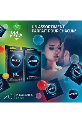My.Size Mix préservatifs taille 1, 47 mm, pack avantageux, contenu 20 pièces