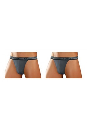 sesto senso Homme String Sexy Thong Coton Lot de 1-4 Pack Tanga Slips S 2 Pack - Graphite