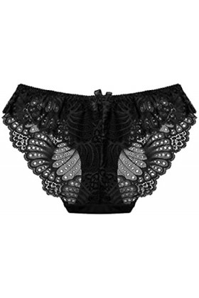 Coswe - Slip sexy extensible en soie et dentelle pour femme, 4XL