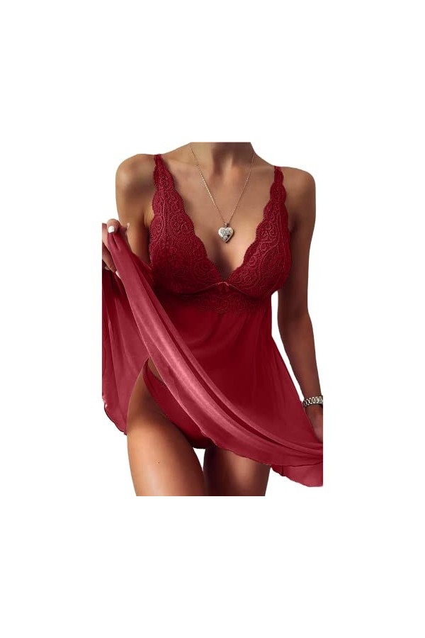 CheChury Lingerie Sexy Femmes Ensemble de Lingerie en Dentelle pour Dames Sexy String Ensemble sous-Vêtements Col en V Fémini