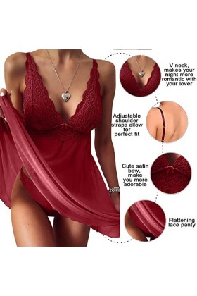 CheChury Lingerie Sexy Femmes Ensemble de Lingerie en Dentelle pour Dames Sexy String Ensemble sous-Vêtements Col en V Fémini