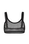 Lingerie Sexy Résille Voir À Travers Camisole Crop Top Bralette,Noir,XXL