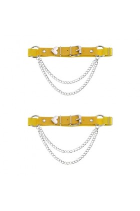 DOKLY Lot de 2 porte-jarretelles élastiques en cuir style punk en forme de cœur pour femme