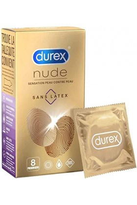 Durex NUDE SANS LATEX - Lot de 4 Boîtes de Préservatifs Nude sans Latex- Sensation Peau Contre Peau - 32 Préservatifs 4 x 8 
