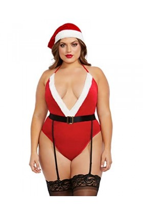 Dreamgirl Velvet Santa Teddy Ensemble de Lingerie, Rouge, Taille Unique Lot de 3 Femme