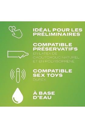 DUREX Lot de 3 Gels Lubrifiants Intimes - Gel De Massage 2 en 1 Aloë Vera 200ml - Gel Lubrifiant Comestible Goût Cerise 100ml