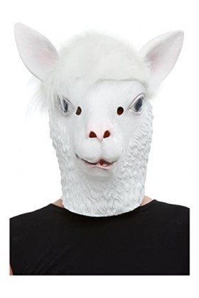 Smiffys Masque en latex lama, Homme, 50879, blanc, Taille unique