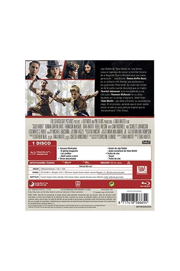 Jojo Rabbit [Blu-Ray] [Region Free] Audio français. Sous-titres français 