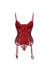 EnTyze Corset Sexy en dentelle creuse, jarretelles en arête de poisson, costume séparé, vêtements façonnants Color : Red, Si