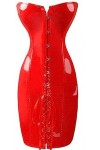 OKGD Bonne qualité Noir Rouge Gothique Vinyle PVC Robe Sexy Femmes Corps Mince Corset Robe Night Club Faux Cuir Robes