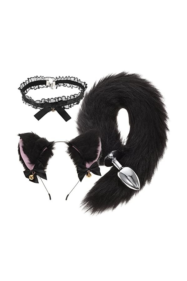 PartyKindom Queue de Renard Buttpulg Anime Cosplay Costumes pour Femme Queue de Renard Oreilles et Queue de Renard Faux Serre