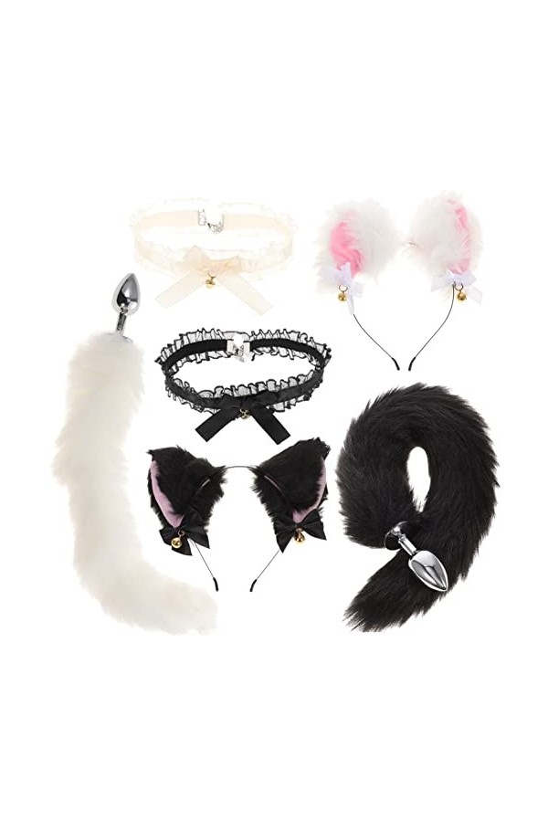 PartyKindom Queue de Renard Buttpulg Anime Cosplay Costumes pour Femme Queue de Renard Oreilles et Queue de Renard Faux Serre