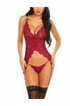 Avidlove Lingerie Femme Set Rouge Foncé S, rouge foncé, S