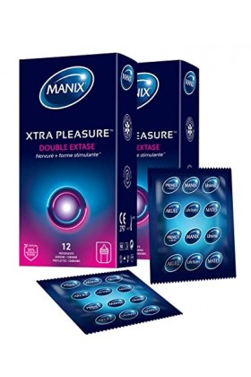 Manix - Unused Xtra Pleasure Double extase - Boite 2 x 12 préservatifs