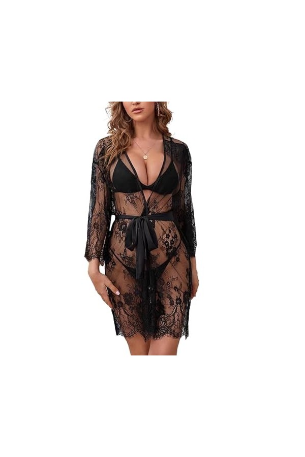 EnTyze Lingerie Sexy, Maille Transparente Chaude, Robe Extérieure Confortable À Bretelles Européennes Et Américaines en V Pro