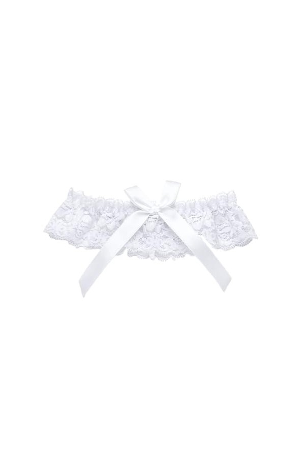 1 pièce, ceinture élastique, nœud en dentelle, anneau de cuisse, jarretelles de mariée Color : White-Style3 