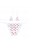 SINGUYUN Lingerie sexy en forme de fraise avec micro bikini et string, 316 blanc et rouge, taille unique