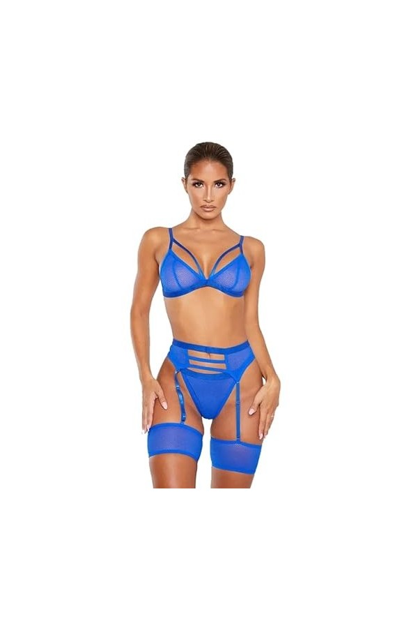 Midnight Ensemble de lingerie perspective soutien-gorge ajouré string jarretelles ensemble sexy femme lingerie sexuelle, rose