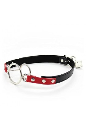 Iron-Story Kit Bouche Ouverte Anneau Rond en Cuir Noir pour Couple Débutant