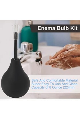 Colon Cleansing Blub, Soft Silicone Black Healthy Care Portable 224ML Enema Bulb Kit Safe for Outdoor for Men