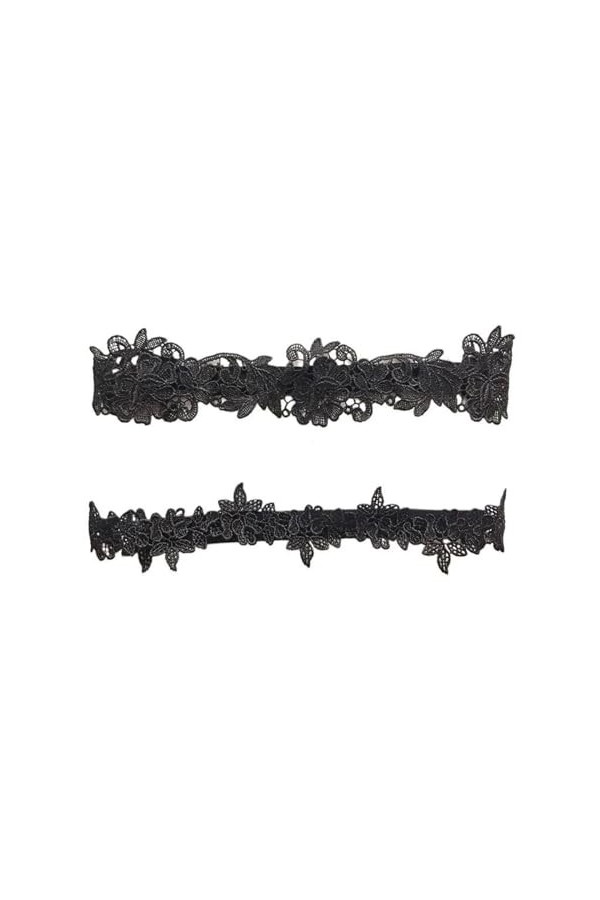 Anneau de Cuisse en Dentelle brodée for Femmes, décoration de Bal de Mariage, Sangle Extensible Color : Black, Size : 40-60c