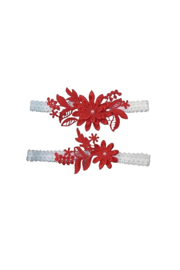 Jarretière de mariée en Dentelle, Fleur de mariée, Anneau de Cuisse for Femmes Color : Red, Size : One Size