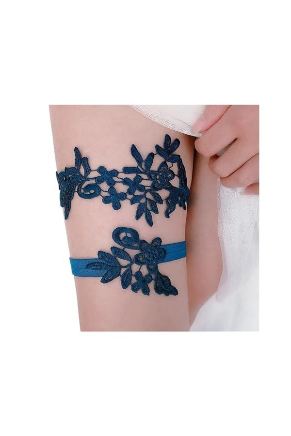 Jarretière de mariée en Dentelle, Fleur de mariée, Anneau de Cuisse for Femmes Color : Red, Size : One Size 